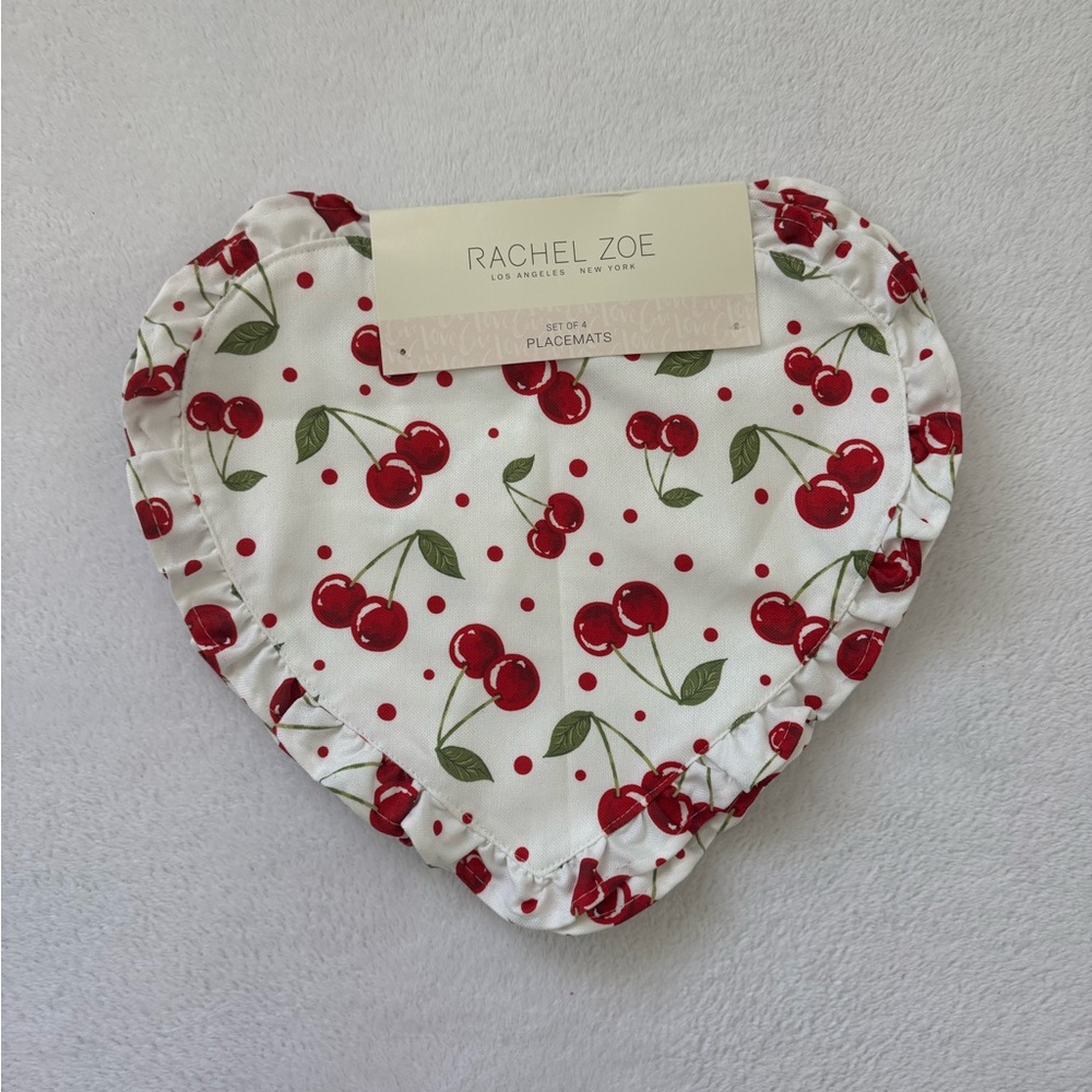 NWT Rachel Zoe Cherry placemats- Red and White
